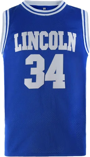 Mens Lincoln #34 Jesus Shuttlesworth High School Movie Basketball Jersey for Adult WhiteBlue
