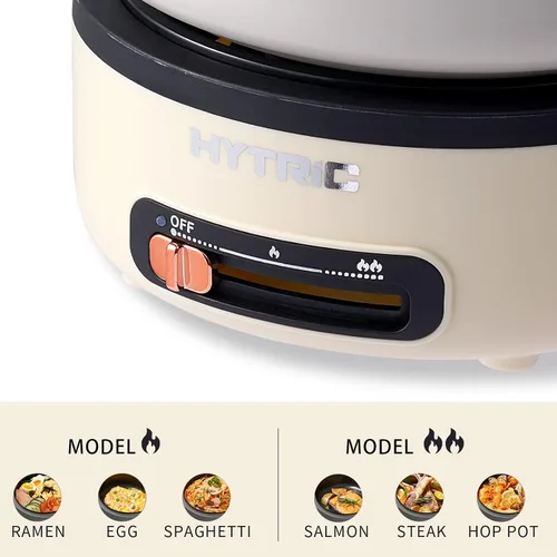 Vista 4 de HYTRIC Olla eléctrica portátil de 2 litros con mango plegable, olla eléctrica antiadherente con doble control de potencia para campamento