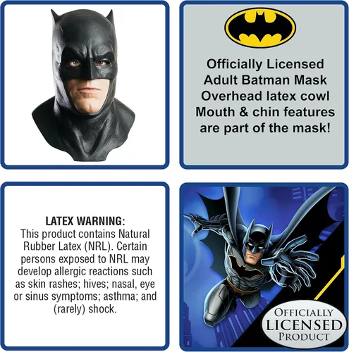 Vista 2 de Rubies BvS Batman Overhead Foam Adult Latex Mask with Cowl