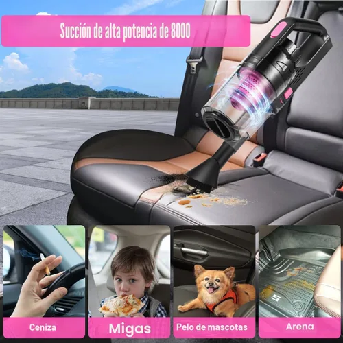 Vista 2 de Viewsun Aspiradora de coche recargable inalámbrica, aspiradora de mano de alta potencia de 8000 PA con kit de limpieza de automóvil de 17 piezas