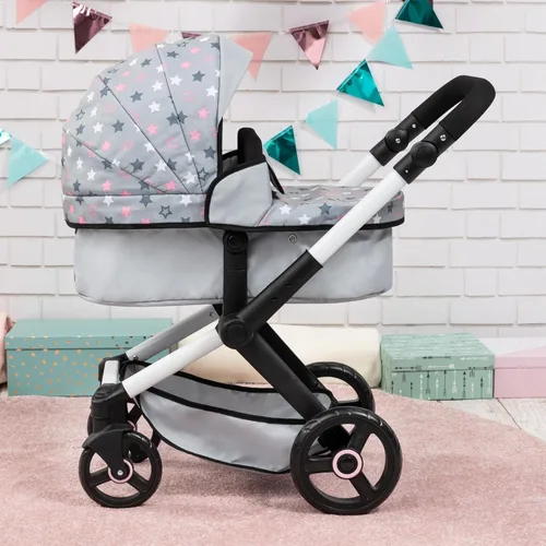 Vista 5 de Bayer Muñecas de diseño: cochecito Xeo - Gris, rosa, estrellas - Incluye bolsa de hombro, se adapta a muñecas de hasta 18', convertible a una