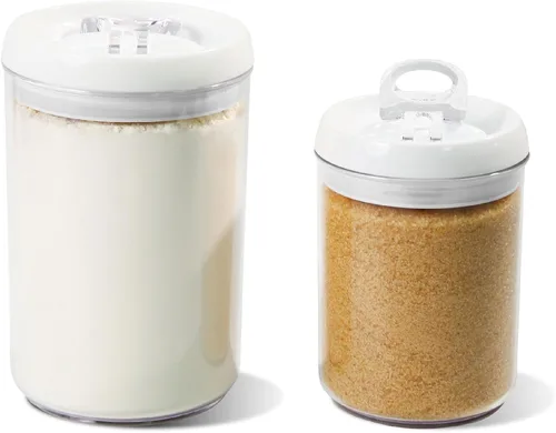 Vista 15 de Felli Flip Tite TALL Storage Container with Lid 4" Air Tight Easy Open Ring Top, Clear Acrylic Skinny Canister Jar for Spaghetti Lasagna Fettuccine