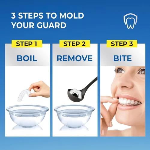Vista 5 de Protector Bucal para Morder los Dientes por la Noche: Protector Dental Moldeable para Dormir - Protección Nocturna para los Dientes (4 Unidades)