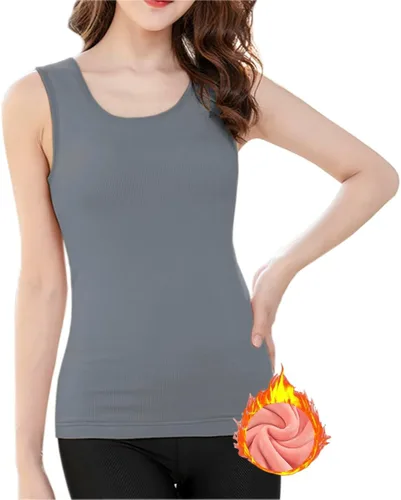 Vista 8 de Ropa interior de algodón con forro polar térmico para mujer, camiseta sin mangas, chaleco de capa base cálida