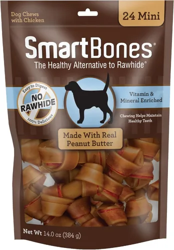 Vista 10 de SmartBones Rawhide-Free Peanut Butter Mini Bones 16 Count (Pack of 1)