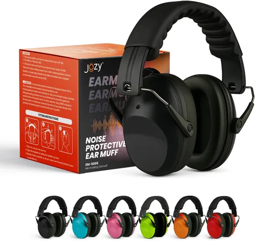 Jozy - Auriculares con cancelación de ruido para niños, protección auditiva SNR 26dB para autismo, orejeras sensoriales a prueba de sonido para Negro