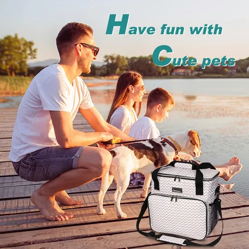 Vista 6 de BAGLHER Bolsa de viaje para perros, bolsa de viaje para mascotas (todos los suministros de viaje para mascotas), con 2 recipientes de comida