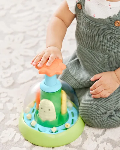 Vista 5 de Skip Hop Juguete para bebé de prensa y giro, Farmstand What's Poppin Corn Spinner