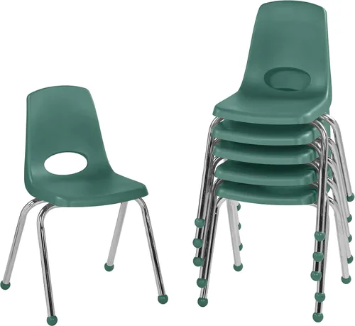 Vista 23 de Factory Direct Partners 10367-BL Silla escolar apilable de 16 pulgadas, asiento apilable para estudiantes con patas de acero cromado y rodamientos