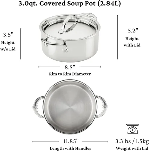 Vista 7 de Hestan ProBond Luxe Olla de sopa de 3 cuartos con tapa, acero inoxidable revestido profesional, construcción ProCore con revestimiento de tres