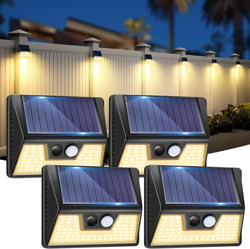 Vista 14 de vighep Paquete de 12 luces solares con sensor de movimiento para exteriores, luces impermeables para valla con 3 modos de iluminación, luces LED