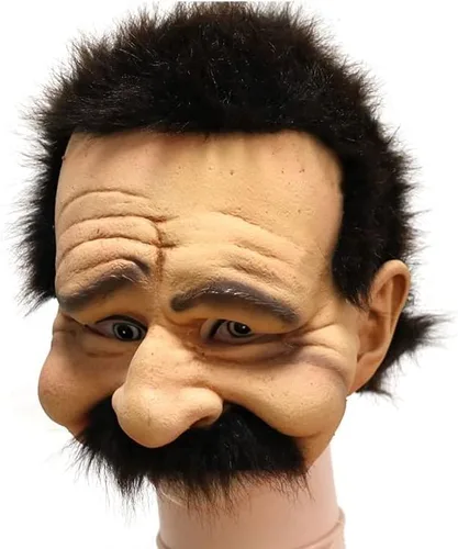 Vista 3 de Máscara de látex de media cabeza con sonrisa alegre para abuelos