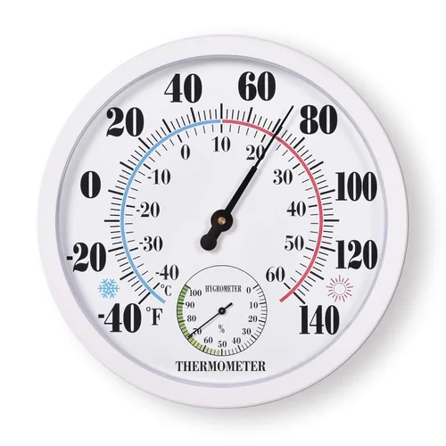 Vista 10 de Termómetro para interiores y exteriores, termómetro de pared de números grandes, higrómetro impermeable, no requiere batería, higrómetro colgante