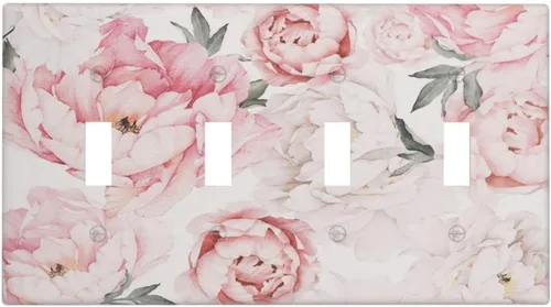 Vista 213 de Placa de Cubierta de Interruptor de Luz de 2 Posiciones Combinación de Abstracción/1 Toggle 1 Rocker Placas Decorativas de Pared de Plástico Negro