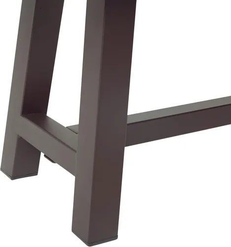 Vista 10 de Banco colonial para exterior, acabado lijado, de acacia y metal rústico