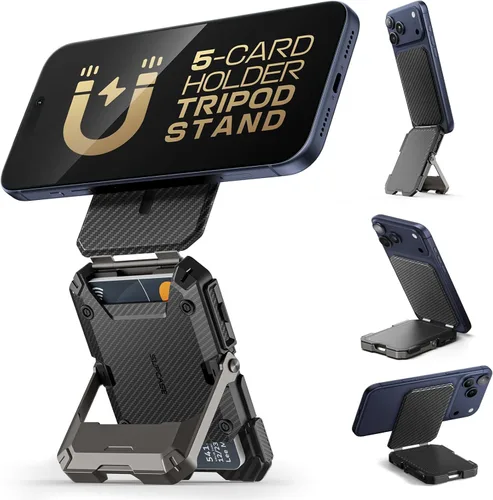 Vista 14 de SUPCASE para cartera MagSafe con soporte, cartera magnética para hombres, [contiene 5 tarjetas] [soporte ajustable] [bloqueo RFID] soporte
