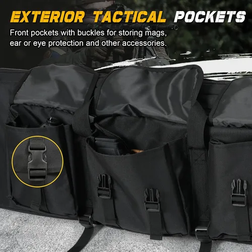 Vista 5 de Soft Rifle Case 32'' 36" 42" 48'' Tactical Long Double Rifle Backpack Gun Bag for Hunting Shooting Range, Firearm Transportation with Lockable