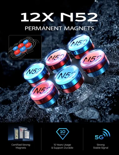 Vista 3 de LISEN Soporte magnético de teléfono para iPhone y Android con 6 imanes y diseño de arco ajustable, color negro