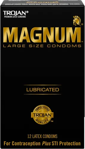 TROJAN Magnum - Preservativos lubricados de gran tamaño, condones Magnum, 12 unidades