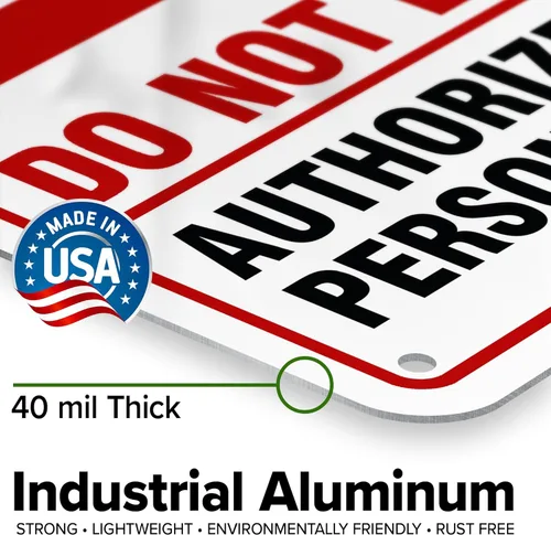 Vista 3 de Señal de área restringida de no entrar solo personal autorizado, (MS-1278) 10 x 7 pulgadas, aluminio 040 libre de óxido, resistente a