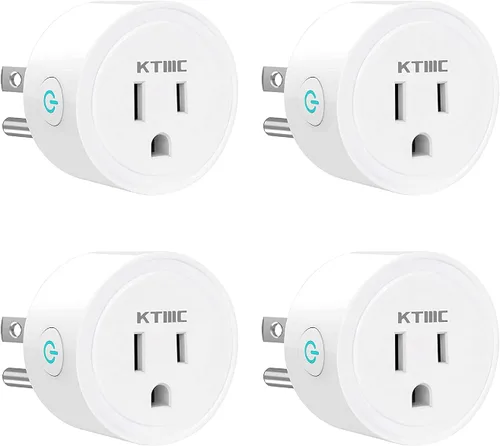 KTMC Paquete de 4 enchufes inteligentes, compatible con Alexa y Google Home, no requiere concentrador, control remoto, certificado ETL
