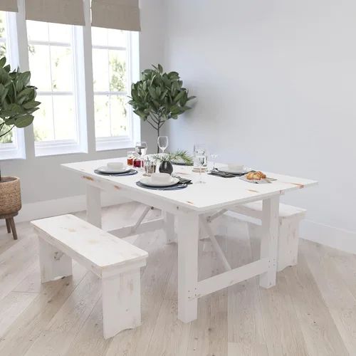 Vista 26 de Merrick Lane Tinsley - Banco plegable de pino macizo rústico antiguo de 40 x 12 pulgadas