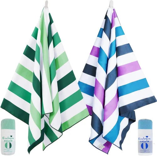 Vista 9 de Exclusivo Mezcla - Toalla de playa de microfibra de secado rápido, grande, repele la arena, para viajes, campamento, deportes; súper absorbente