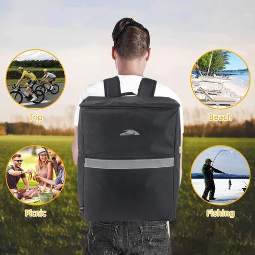 Vista 6 de Trail maker Mochila aislada para entrega de alimentos con portavasos para bebidas, bolsillo, reflectores para comestibles, Dashers Insulated, Food