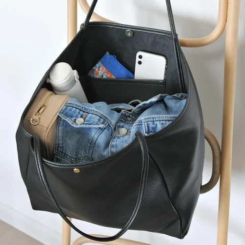 Vista 44 de HOXIS Bolso de mano de cuero PU de gran tamaño para mujer, bolso de fin de semana, bolso de viaje