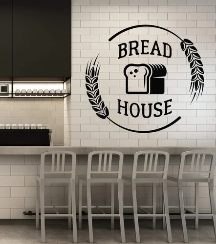 WallStickers4ever Vinyl Wall Decal Bread House Farinaceous Food Bakehouse Bakery Stickers Mural Large Decor (g2310) Black