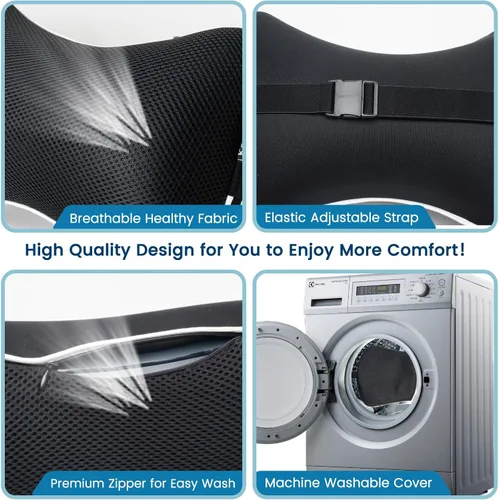 Vista 5 de Keemall Almohada de Cuello de Coche Inflable, Almohada de Reposacabezas de Coche Inflable Suave para Asiento de Conducción con Correa Ajustable