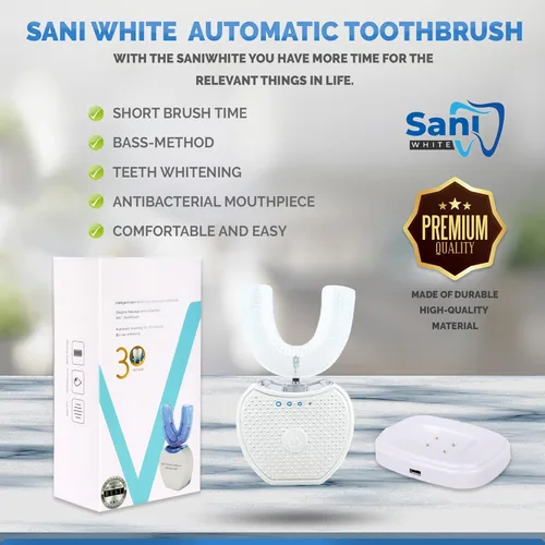 Vista 2 de FREEZE2TRIM Sani White Cepillo de dientes ultrasónico, Cepillo sónico de brillo Ortho Sparkle, Cepillo de dientes 360 Brite para adultos