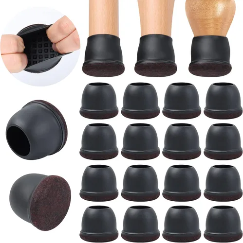 Vista 14 de Ezprotekt 16 piezas de protectores de patas de silla de silicona rectangulares, cubiertas de patas de muebles de fieltro rectangulares negras