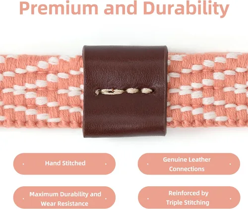 Vista 4 de Mile High Life Correa resistente para perro con cierre resistente de metal y conexión de cuero genuino, correa de cuerda fuerte para perros medianos