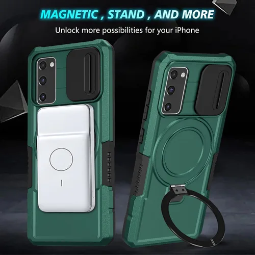 Vista 3 de Funda magnética para Samsung Galaxy Note 20 Ultra, soporte para teléfono, funda protectora mate a prueba de golpes, funda protectora para teléfono