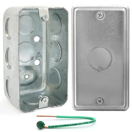 Vista 13 de (Paquete de caja y cubierta) Caja eléctrica utilitaria de 4x2 pulgadas, caja de tomacorriente, cubierta para interruptor de palanca, construcción