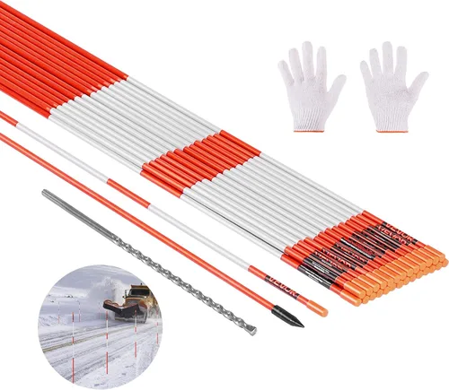 VEVOR Marcadores de entrada, 20 piezas de 48 pulgadas de largo y 1/4 de pulgada de diámetro, reflectores de entrada de alta visibilidad con brocas