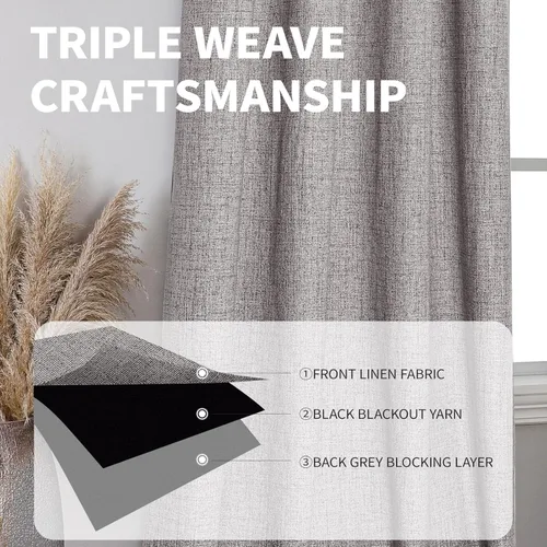 Vista 69 de CUCRAF - Juego de 2 paneles de cortinas de ventana con oscurecimiento total del 100%, de 54 pulgadas de largo, con aspecto de lino falso, cortinas