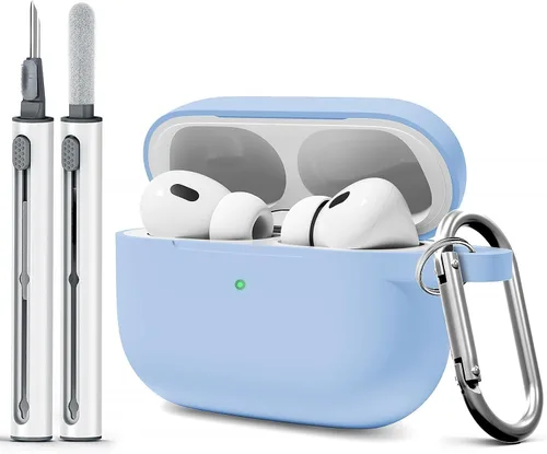 Funda para AirPods Pro con kit de limpieza, funda de silicona suave para Apple AirPod Pro de 1ª/2ª generación, accesorios de funda AirPods Pro/Pro 2