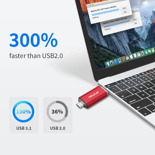 Vista 2 de Thkailar Unidad flash USB C de 32 GB Fat32 OTG de alta velocidad para almacenar datos, USB 3.1, unidad de pulgar C Jump Drive, compatible