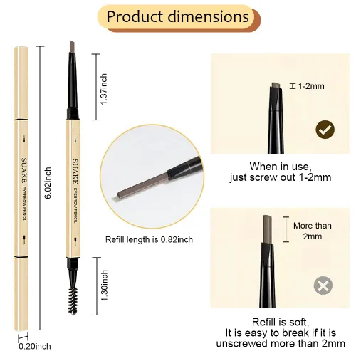 Vista 45 de AMY'S DIARY Lápiz retráctil de cejas Balck de 3 piezas, cepillo de cejas de doble cara, punta fina, formas, define, rellena maquillaje para cejas