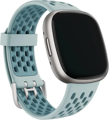 Vista 3 de Fitbit Correa deportiva para Fitbit de 0.94 pulgadas, azul mar/océano, grande *compatible con Sense 2, Sense, Versa 4 y Versa 3