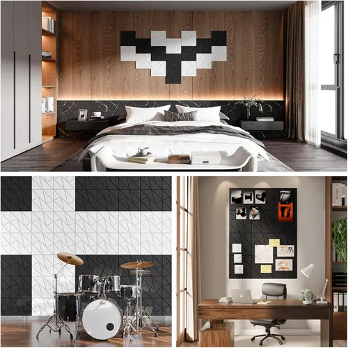 Vista 6 de Paquete de 12 paneles acústicos, paneles acústicos de 12 x 12 x 0.4 pulgadas, paneles de espuma a prueba de sonido para paredes, paneles de sonido