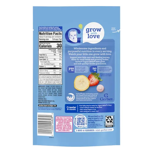 Vista 3 de Gerber Baby Snacks - Yogur orgánico derretido, plátano y fresa, 1 onza (paquete de 7)