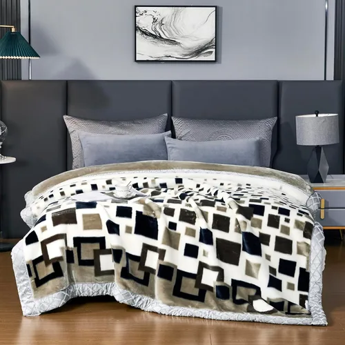 LGYKUMEG Manta pesada de visón coreano, tamaño Queen de 79 x 91 pulgadas, sedosa suave y cálida, manta de cama Raschel reversible de 2 capas, 9