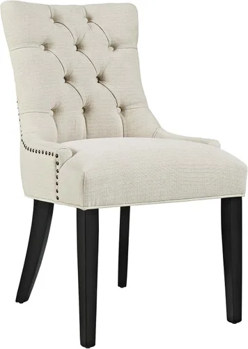 Vista 8 de Modway Regent Modern - Silla auxiliar de comedor, elegante tapizada con botones y ribete de cabeza de clavo, color gris claro
