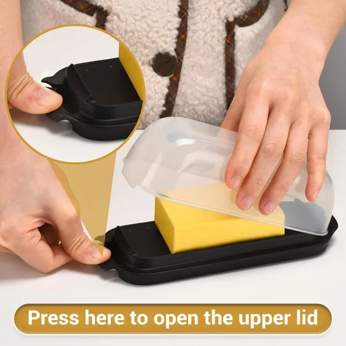 Vista 3 de AONCO Mantequillera, recipiente para mantequilla con tapa transparente para encimera, mantequillera irrompible para decoración de cocina del hogar