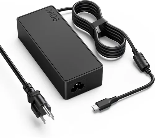 Cargador USB C para portátil de 90 W compatible con portátiles Lenovo ThinkPad X1 Carbon / T14 / T14s / Yoga 7i / 9i Windows negro 90