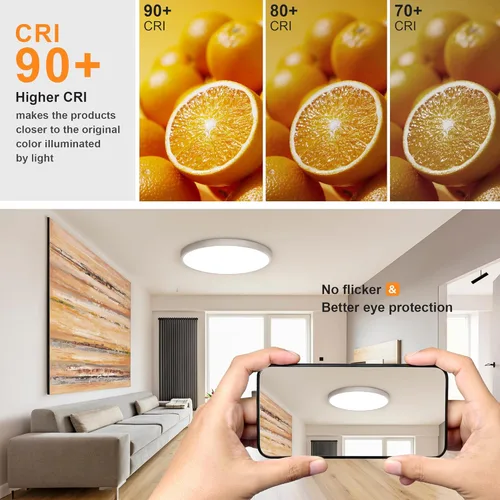 Vista 5 de LMP Lámpara de techo de montaje empotrado de 15.8 pulgadas, 36 W, 3CCT seleccionable (3000 K/4000 K/5000 K) lámpara de techo regulable, lámpara