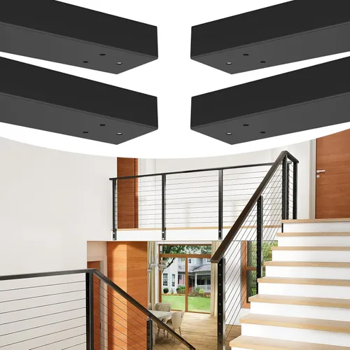 Vista 7 de Muzata Pasamanos de acero inoxidable preperforado de 6 pies 6 pulgadas con tapa de extremo de conector de extensión para fácil instalación